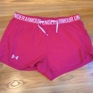pink under armour running shorts